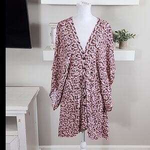 Vici 100% Rayon Floral Short Wide Sleeve Swim Cover Up New With Tags